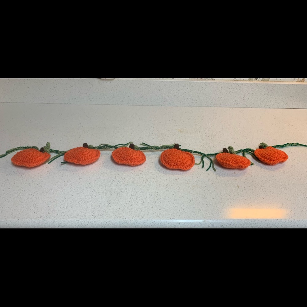Garland Pumpkins Rustic 36” Long Crochet Handmade